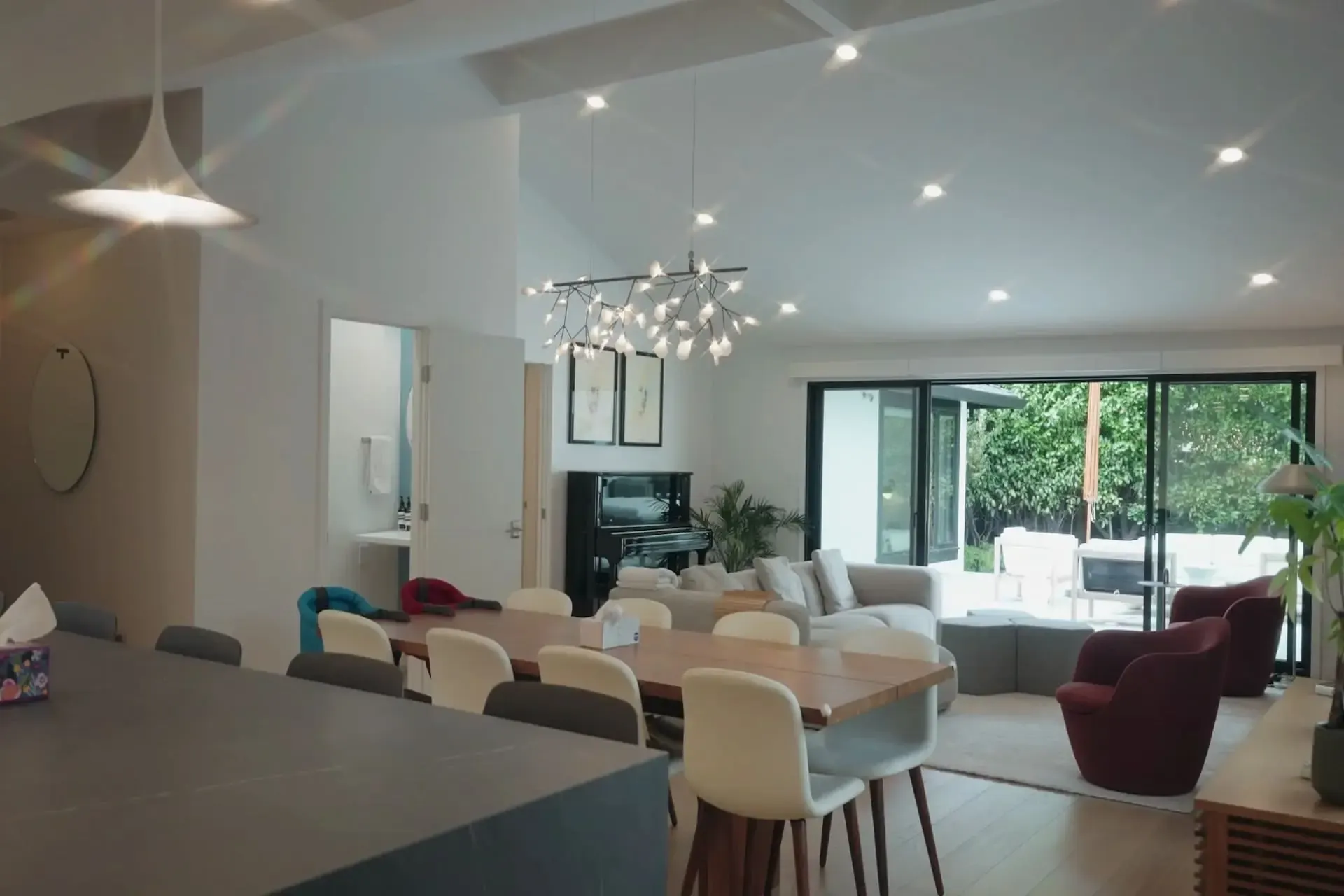 Open-plan living and dining space